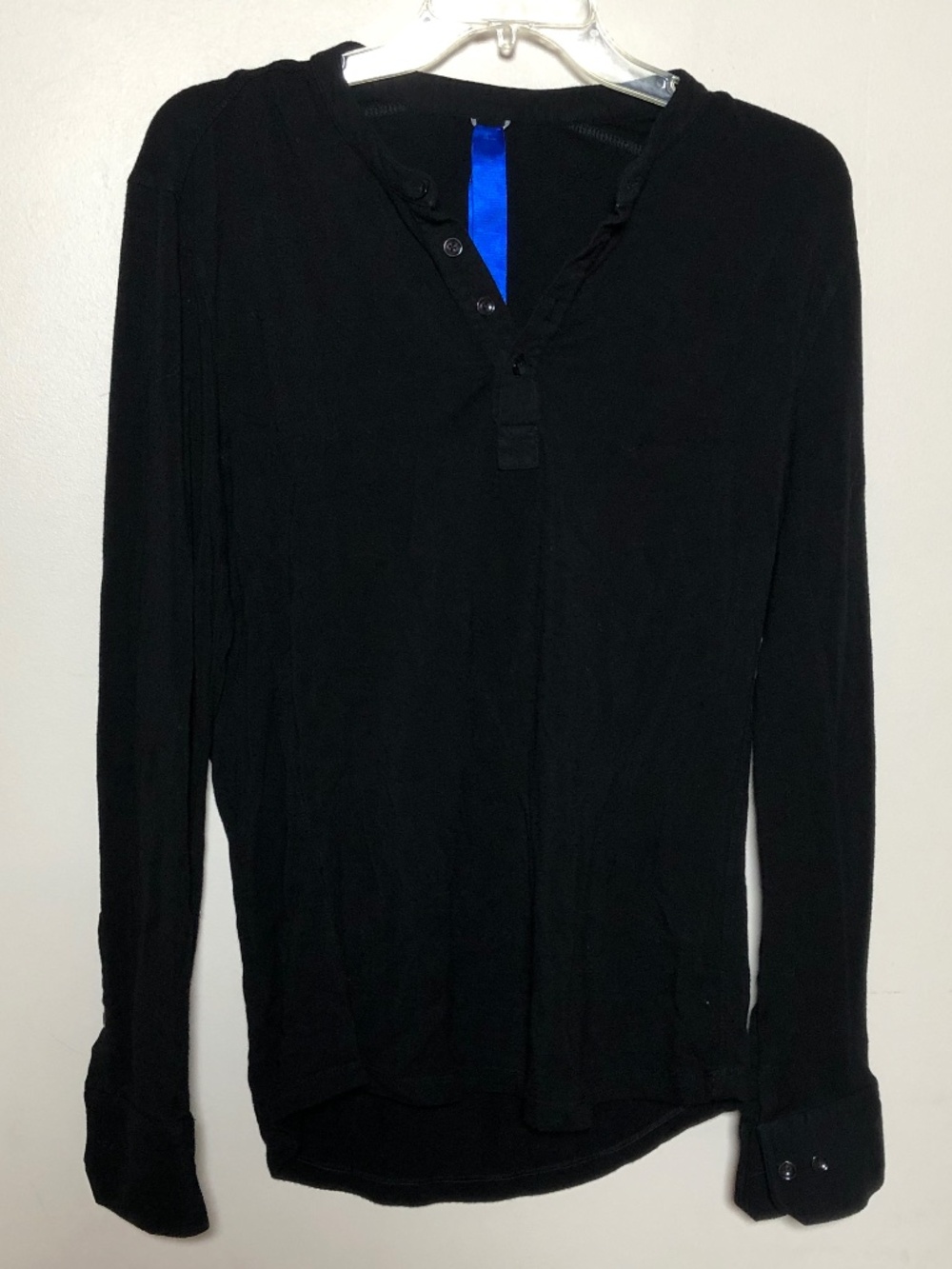 Kit and Ace Black Henley long sleeve top with button cuffs